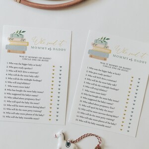 Mommy or Daddy? Guess Who Said It Gender Neutral Storybook Baby Shower Printable Game, Editable Baby Shower Game#Y227