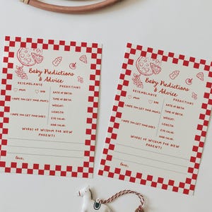 Babyvoorspellings- en advieskaarten - handgetekende Italiaanse pizza-thema babyshowerspel - bewerkbare pizza babyshowerspel #YH3