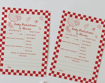 Baby Prediction and Advice Cards - Hand Drawn Italian Pizza Theme Baby Shower Game - Editable Pizza Baby Shower Game#YH3