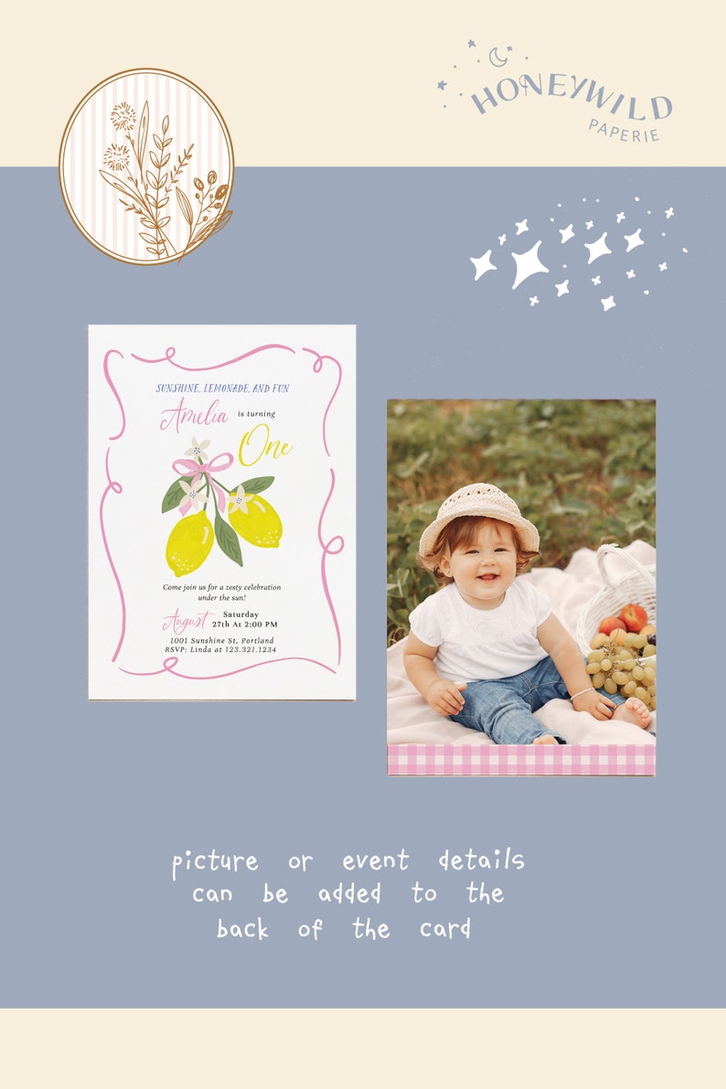 Sunshine Lemonade and Fun Birthday Invitation, Lemon Invitation, Girl Birthday Invite, Any Age • Fully Editable Template#SU0 image 5