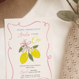 Sunshine Lemonade and Fun Birthday Invitation, Lemon Invitation, Girl Birthday Invite, Any Age • Fully Editable Template#SU0 image 7