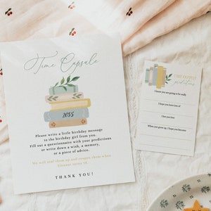 My First Chapter Baby Baby 1st Birthday Time Capsule Sign and Matching Printable Message Cards, Fully Editable#Y227