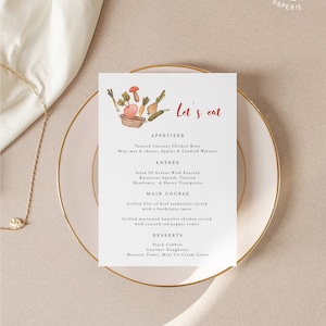 Locally Grown Baby Shower Menu Card, Farmers Market Baby Shower Menu Card, Fully Editable#Y225