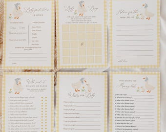 Little Goose Baby Shower Games Bundle, Neutral Goose Shower Activities, Editable A Silly Goose is Almost Loose Games#YB7
