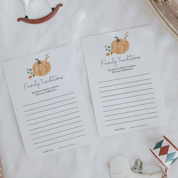 Favorite Family Tradition Game Cards, - Boho Little Greenery Pumpkin Design - Ready to Print & Play, Instant Download#F2