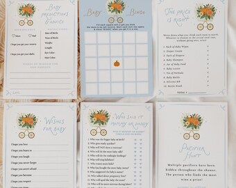Editable Pumpkin Baby Shower Game Bundle - Fall Baby Shower Shower Activities - Boy Pumpkin Baby Shower Games#FA4