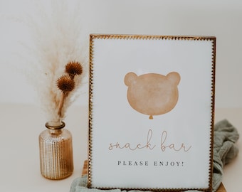 Fully Editable Brown Bear Table Signs, Modern Bear Favors Sign, Add Your Own Text, Cards and Gifts, Baby Shower Table Signs#Y231