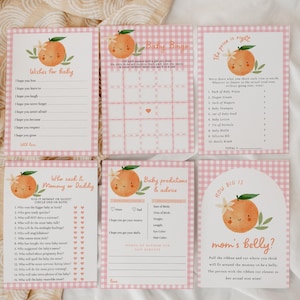 Little Cutie Baby Shower Game Bundle - Editable Pink Clementine Theme - Citrus Orange Girl Baby Shower Printable Activities#FA2