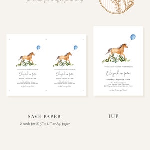 Simple Greenery Little Horse Birthday Invitation, Gallop on Over, Horse Birthday Party Invitation, Farm Birthday Invite, Fully EditableA9 image 6