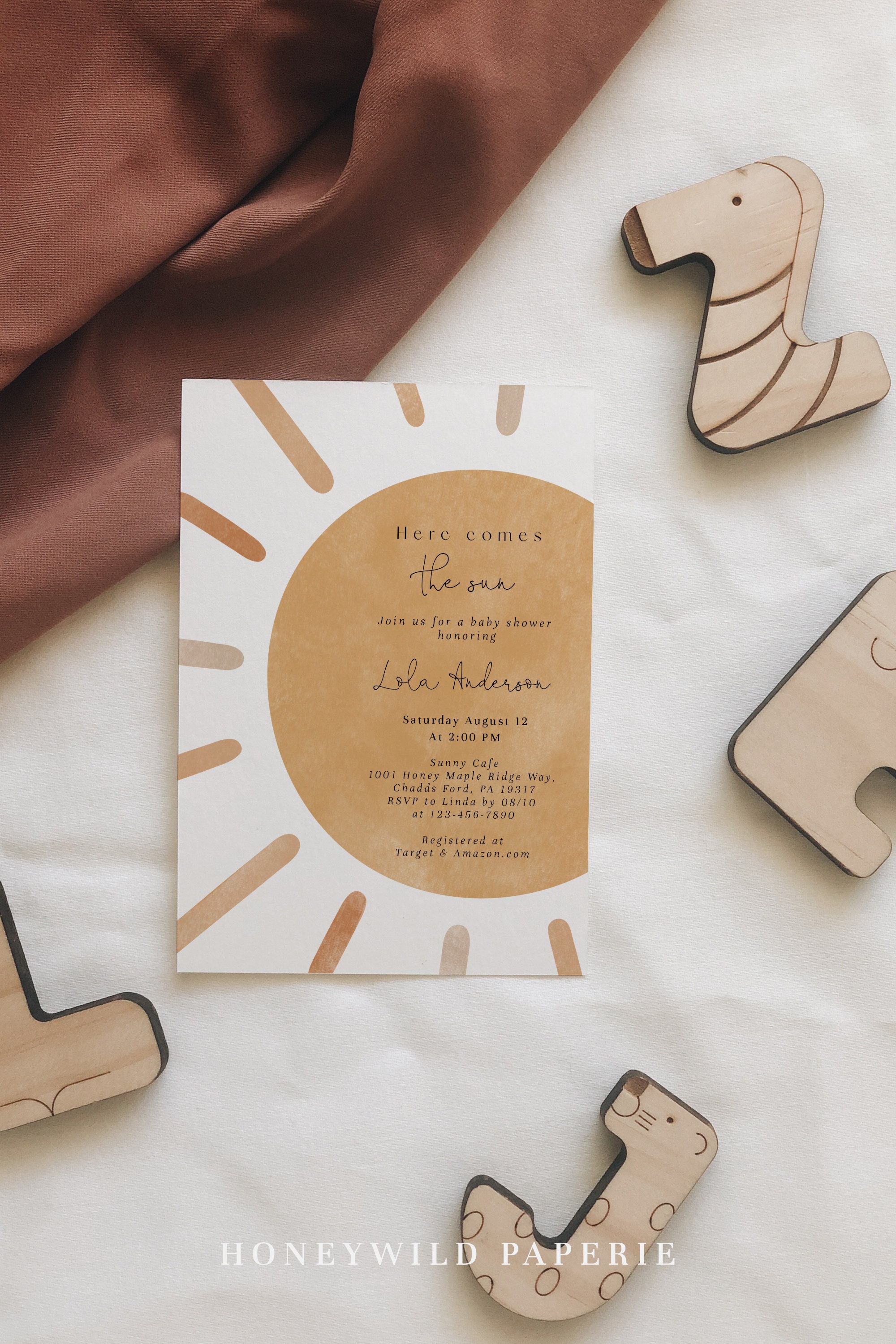 Here Comes the Sun Baby Shower Invitation Gender Neutral Etsy