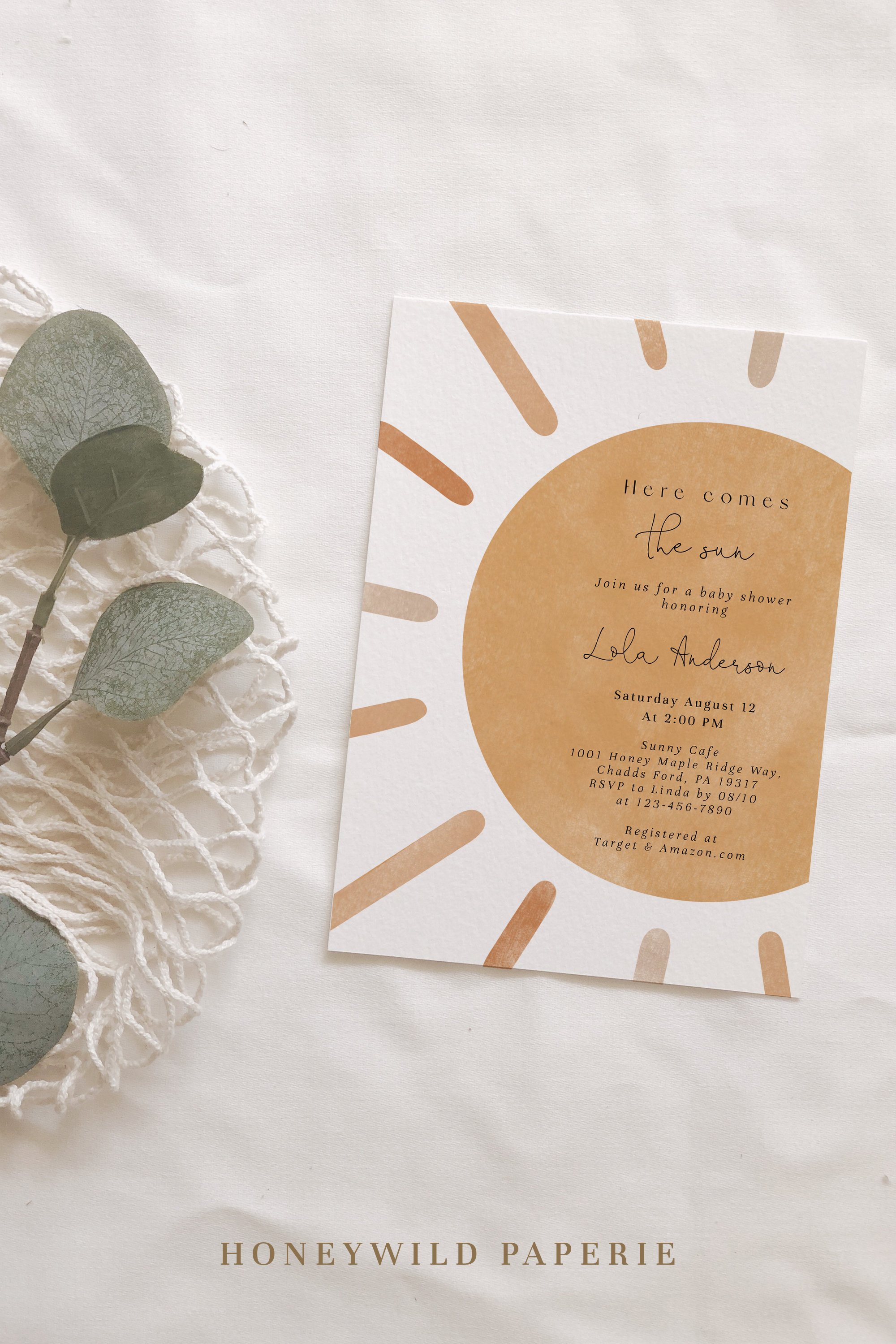Here Comes the Sun Baby Shower Invitation Gender Neutral Etsy