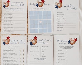 Lot de jeux de baseball modifiables pour baby shower, Un petit cogneur est en route Activités de baby shower pour garçon, jeux de baby shower personnalisables # YA5
