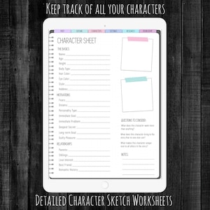 Nanowrimo Notizbuch | Digitales Schreibtagebuch | Charakterskizze | Einstellungen | Word Count Tracker