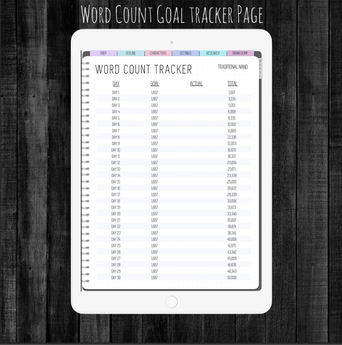 Nanowrimo Journal Digital Writing Journal Character Sketch Etsy