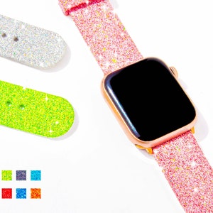 Apple  Soft Silicone Bling Glitter Watch Bands Case suite, Stainless Steel Clasp Series SE/ULTRA/8/7/6/5/4/3/2/1