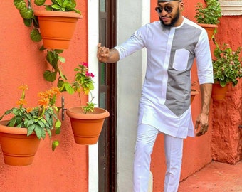 Idinmi African men shirt and a matching pant set/African clothing/African men clothing/African men shirt /dashiki/summer/prom/groom suit