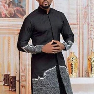 Aribo African Men Shirt with Matching Pants | Modern African Dashiki Fashion Attire for Wedding Groom Suit, Prom Suit, Groomsmen Gift