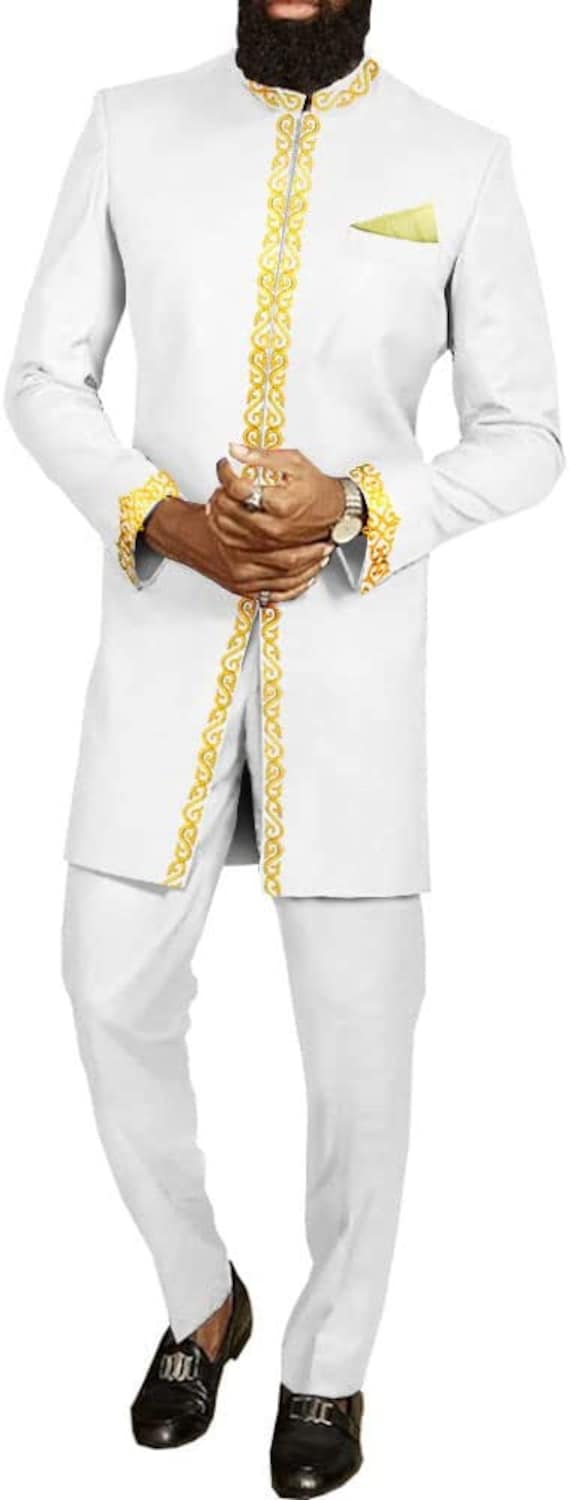 ireafricanclothing 2 Piece African Dress for Men, Dashiki Mens Festival Suit, Afro Groomsmen Traditional Wedding Dress, Black Owned Men Sustainable Clothing, image size:570x1500