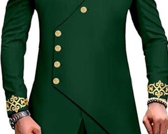2 pieces African Men's Suit and Matching Pant Set | Dashiki Grooms Men Attire | Prom & Summer Tunic | African Clothing, Wedding suit for him