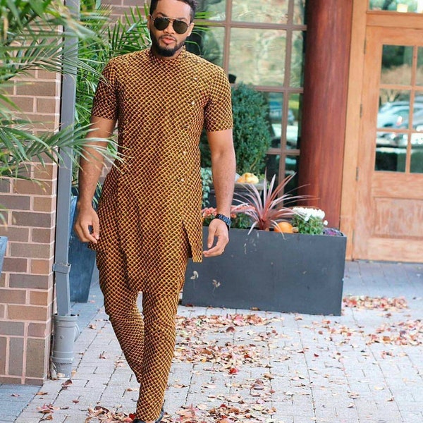 Debo African Men Dashiki Suit / 2 Piece Wedding Suit Mens Wear / Afro Centric Festival Dress / Grooms Clothing Gift For Back Man