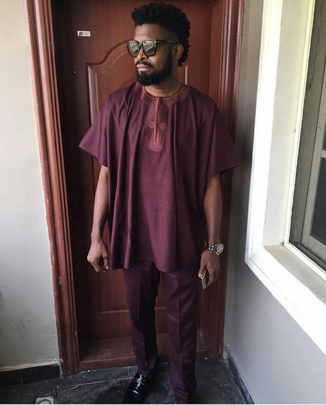 2 Piece African Dress for Men, Dashiki Mens Festival Suit, Afro Groomsmen Traditional Wedding