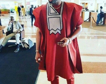 Igwe Afrikanisches Agbada-Set, passendes Hemd und Hose / afrikanische Kleidung / afrikanische Männerkleidung / Hochzeitsanzug / Bräutigamanzug / Dashiki