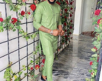 Bruno African men shirt and a matching pant set/African clothing/African men clothing/African men shirt /dashiki/summer/prom/groom suit