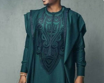 Ige African agbada set, matching shirt and pant/African clothing / African men clothing / wedding suit/groom suit/dashiki