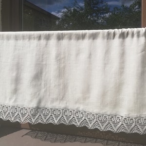 Kitchen Curtains Natural linen curtains Cafe Curtains Rod Pocket Curtain with Lace Living Room Curtains Kitchen Valances Bedroom Curtains