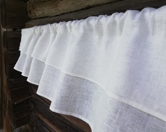 white linen valance