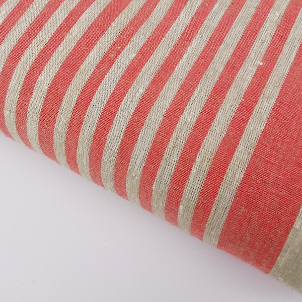 Fabric by The Yard, Linen Fabric by Yard, Linen Fabric with red stripes, Towel Fabric, Table Runner Fabric, Fabric for Towels