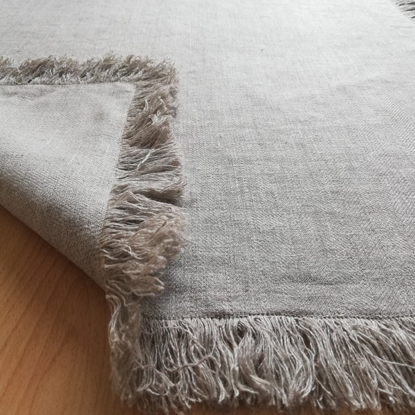 Linen Rug, Linen Floor Mat, Linen double-layered rug, Feet Towel, Bathroom Rug, Linen Bath Mat, Pet Rug, Natural Gift, Rustic Fringes custom