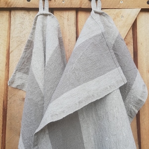Set of 4; 6 Natural Heavy Linen towels Rustic Kitchen towels tea towel thick Hand towels dish towels undyed linen striped towels Vintage