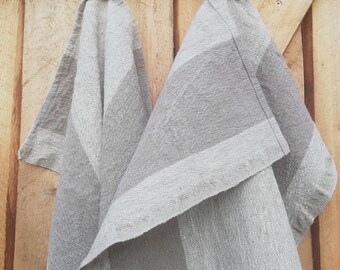 Set di 4; 6 asciugamani in lino pesante naturale, asciugamani da cucina rustici, strofinacci spessi, asciugamani da cucina, asciugamani a righe in lino non tinto, vintage