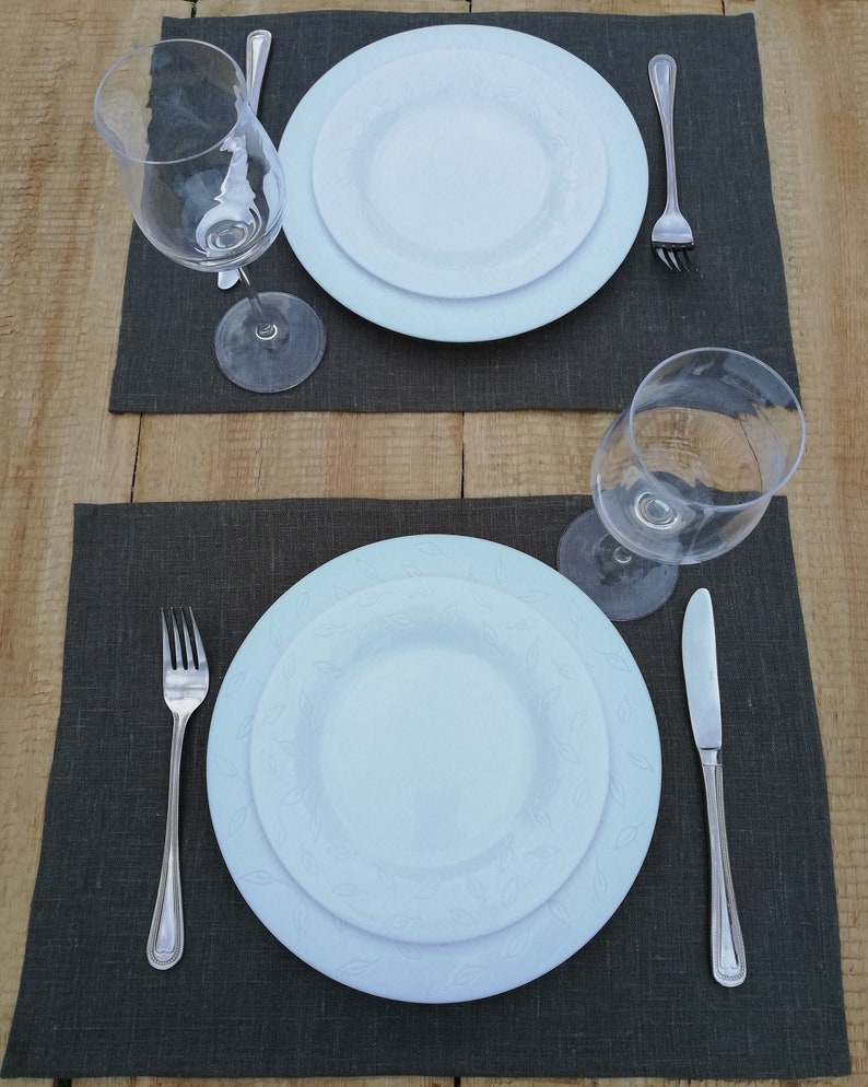 dusty green placemats with and without fringes country placemats set of 4;6 linen placemats Linen placemats natural placemats