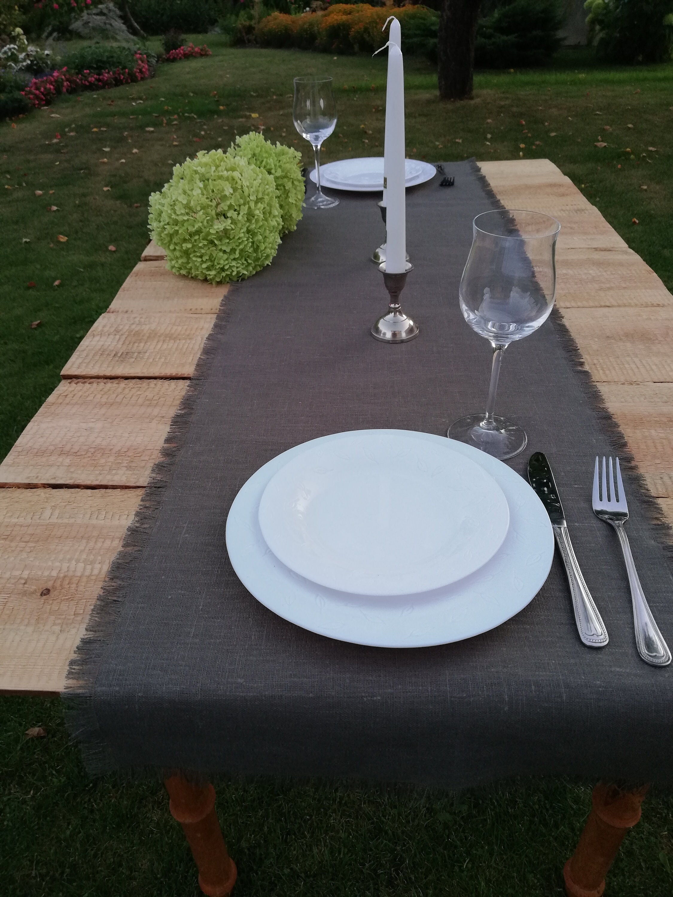 Dusty Green Table Runner Natural Linen Table Runner Rustic Etsy