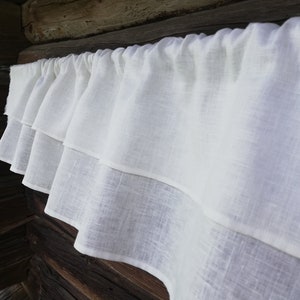 White Linen kitchen Curtains Boho Cafe Curtain Ruffled Curtain Country Curtains Custom Made to Order Two layers of Ruffle Farmhouse Modern