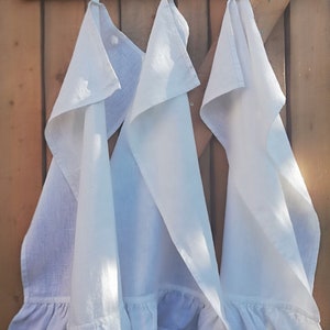 Gerüchte Leinentücher, 3er Set Gesichtsleinentücher, französische Leinenoptik, weiche Gästetücher, Leinentücher mit einer Rüsche, Leinengeschirrtücher Bild 7