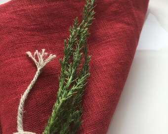 Tovaglioli di lino rosso ciliegia, set di 6 tovaglioli, tovaglioli natalizi, tovaglioli per le feste, tovaglioli di stoffa, tovaglioli di stoffa per la cena, tovaglioli di lino morbidi