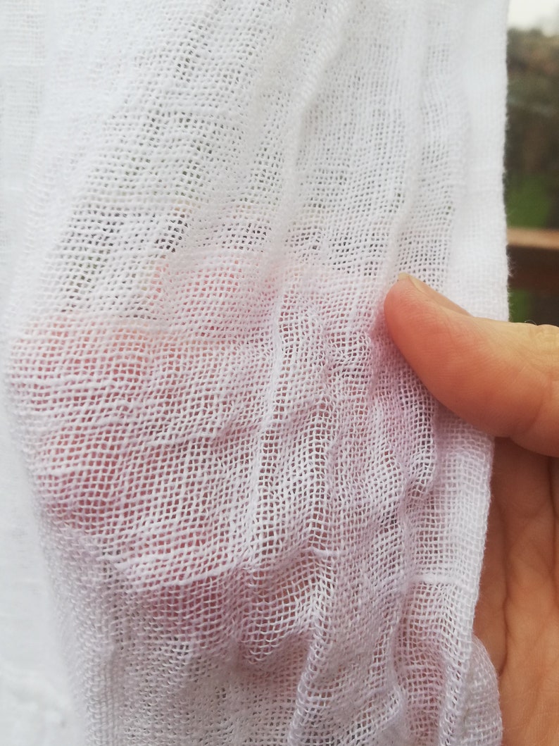 White Linen Gauze Curtain Panel With Ruffle Boho Window Etsy