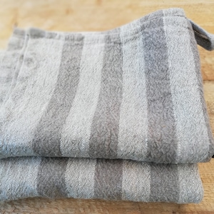 Rustic kitchen towels, Set of 3;4 Heavy Linen tea towels, dish towels, kitchen towels, grey striped towels, durable grain sacs linen towels