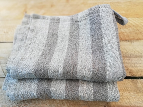 Grey Striped Kitchen Towels Set of 3