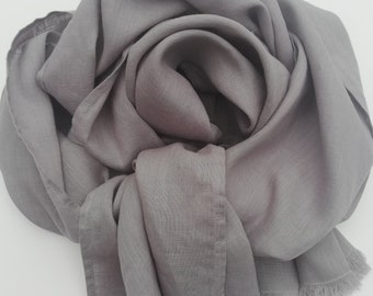 Light grey Linen Scarf, Eco friendly Scarf, Scarf for Her, Boho Scarf, Pure Linen Scarf, Wrinkled Scarf, Light Gray Linen Scarf