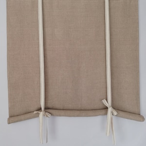 Tie up blind, Natural Linen tie up Curtains, Roll Up Shade,  French door curtains, Living Room Blind, Farmhouse Curtain, heavy linen curtain
