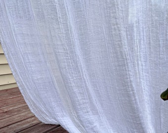 White Gauze Linen Curtains, Rustic Linen Gauze Drapes, Window Curtains Panel, long curtain, long drapes, custom curtains, Boho Curtains