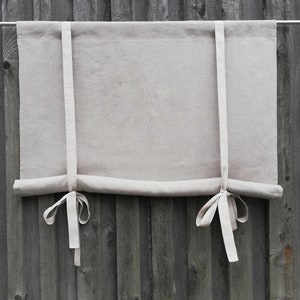 Natural Linen tie up blind, Cafe Curtain, French Country Living Room window Blind, Farmhouse Curtain, Kitchen Tie Up Valance, Swedish Style