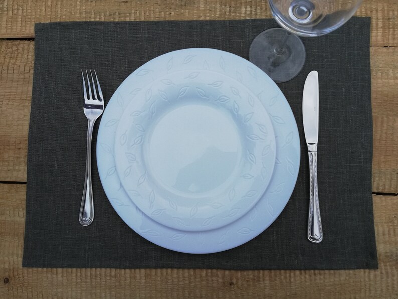 dusty green placemats with and without fringes country placemats set of 4;6 linen placemats Linen placemats natural placemats