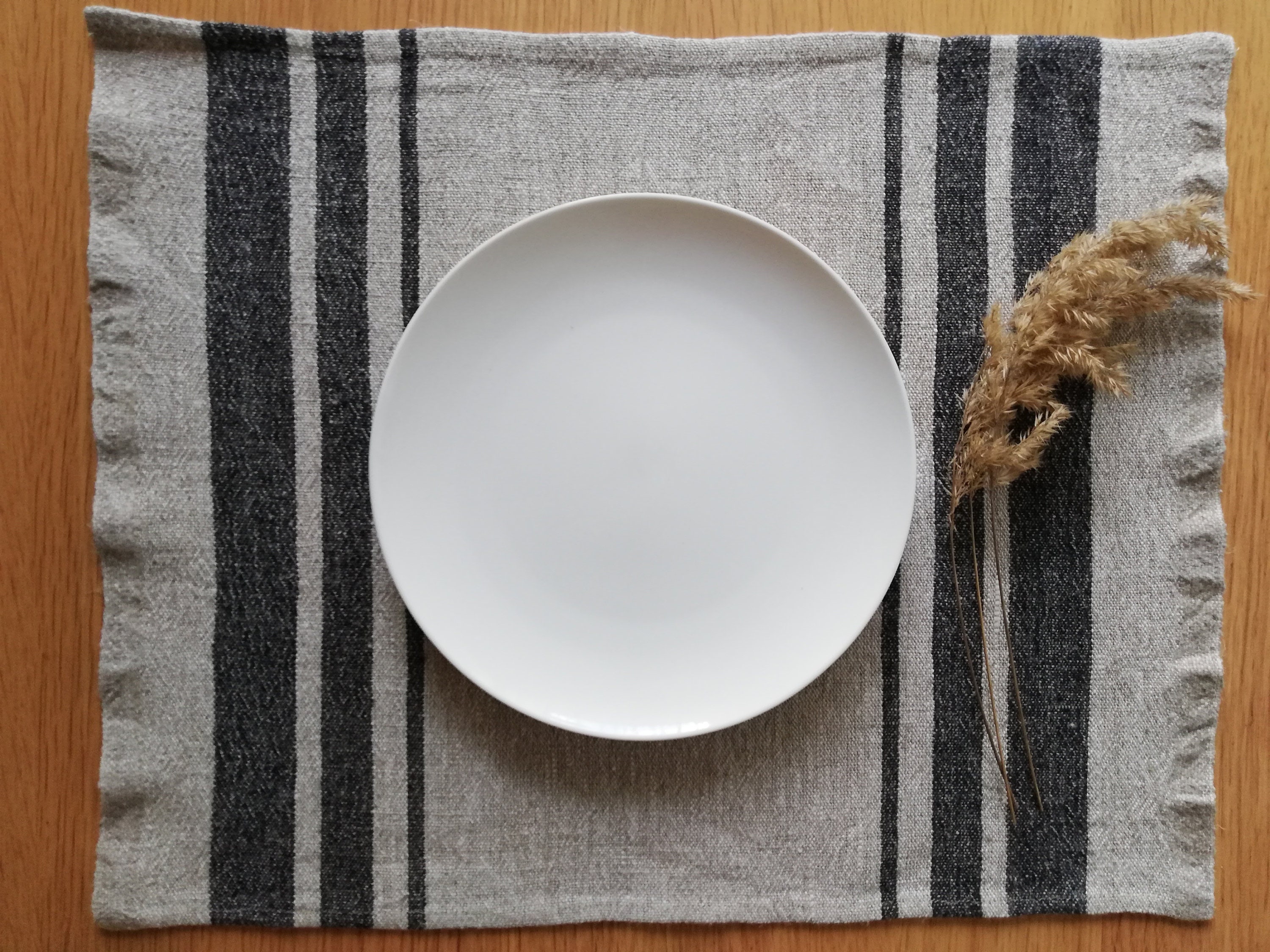 French Striped Linen Placemats Set of 6 Linen Placemats Blue Etsy