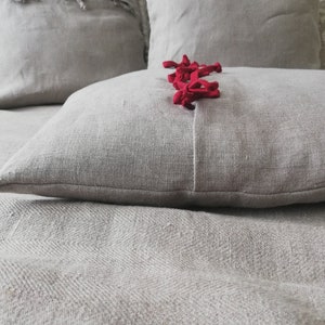 Fronhas decorativas de linho, capa de almofada de linho natural com laços, capa de almofada de gravata, decoração de sofá, capas rústicas, capas de almofada de linho
