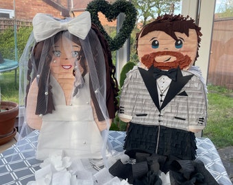 Wedding piñata bride and groom party engagement